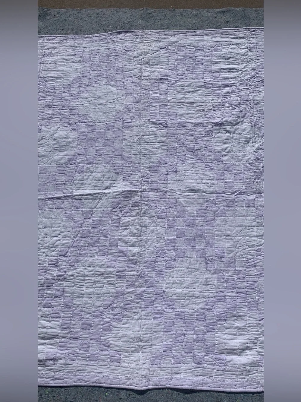 Antique pastel purple & white checkered checks cotton quilt